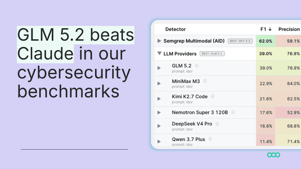 GLM 5.2 Outperforms Claude in Semgrep's Cyber Security Benchmarks