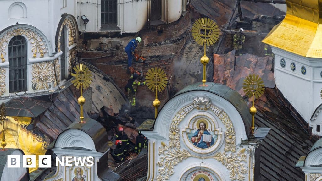 Russian strikes kill 11 and damage historic cathedral in Kyiv