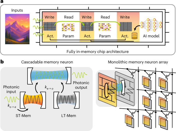 Photonic neurons integrate sensing, memory and compute in a single architecture